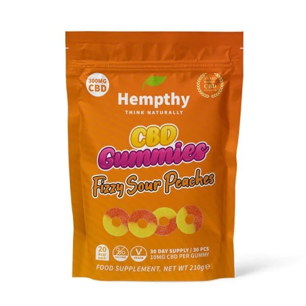 Hempthy CBD Gummies Fizzy Sour Peaches - 30St