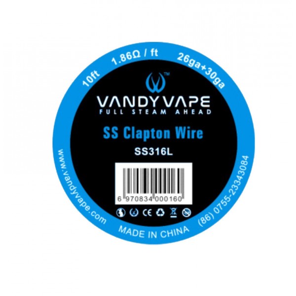 Vandy Vape - SS Clapton Draht SS316L / 26ga + 30ga - 10ft