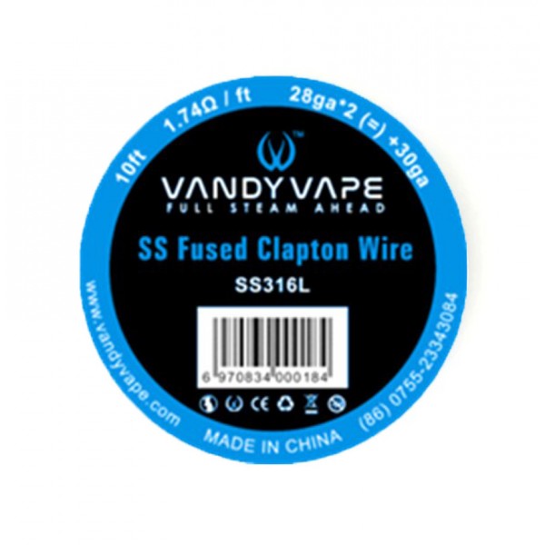 Vandy Vape - SS geschmolzener Clapton-Draht SS316L / 28ga * 2 (=) + 30ga 10ft